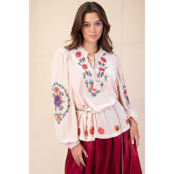 1N3***Easel Velvet Top with Embroidery - available in S-L & 1X-3X - Picture 1 of 4